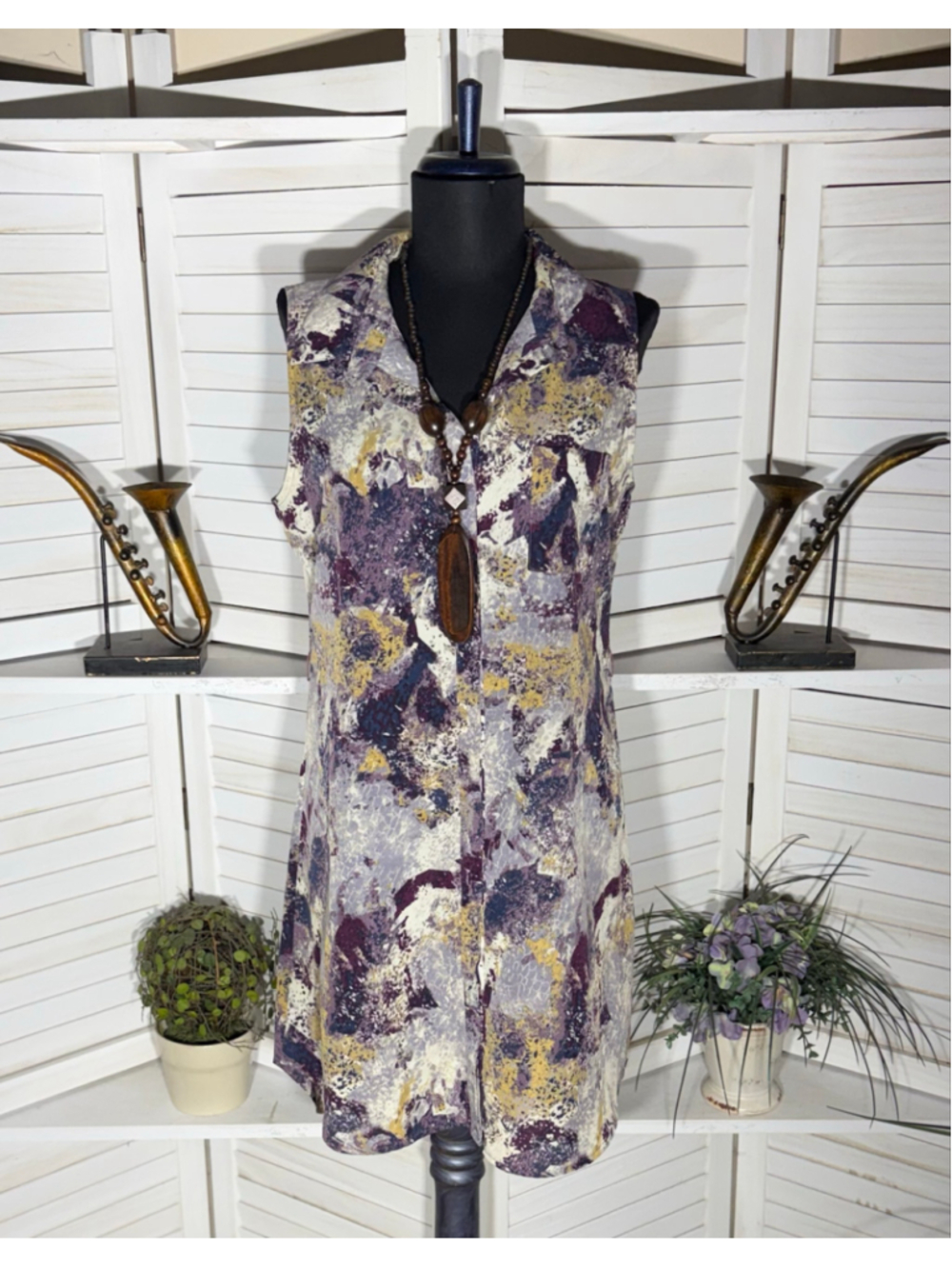 Vintage Y2K dress sleeveless purple camo avant-garde boho fairy whimsigoth sz M